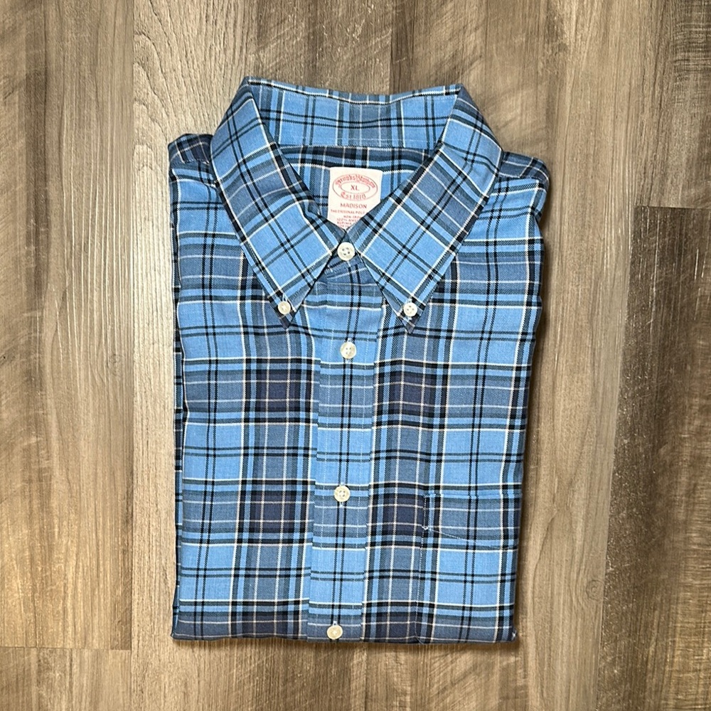 Brooks Brothers Madison Non Iron Supima Cotton Plaid Long Sleeve - XL